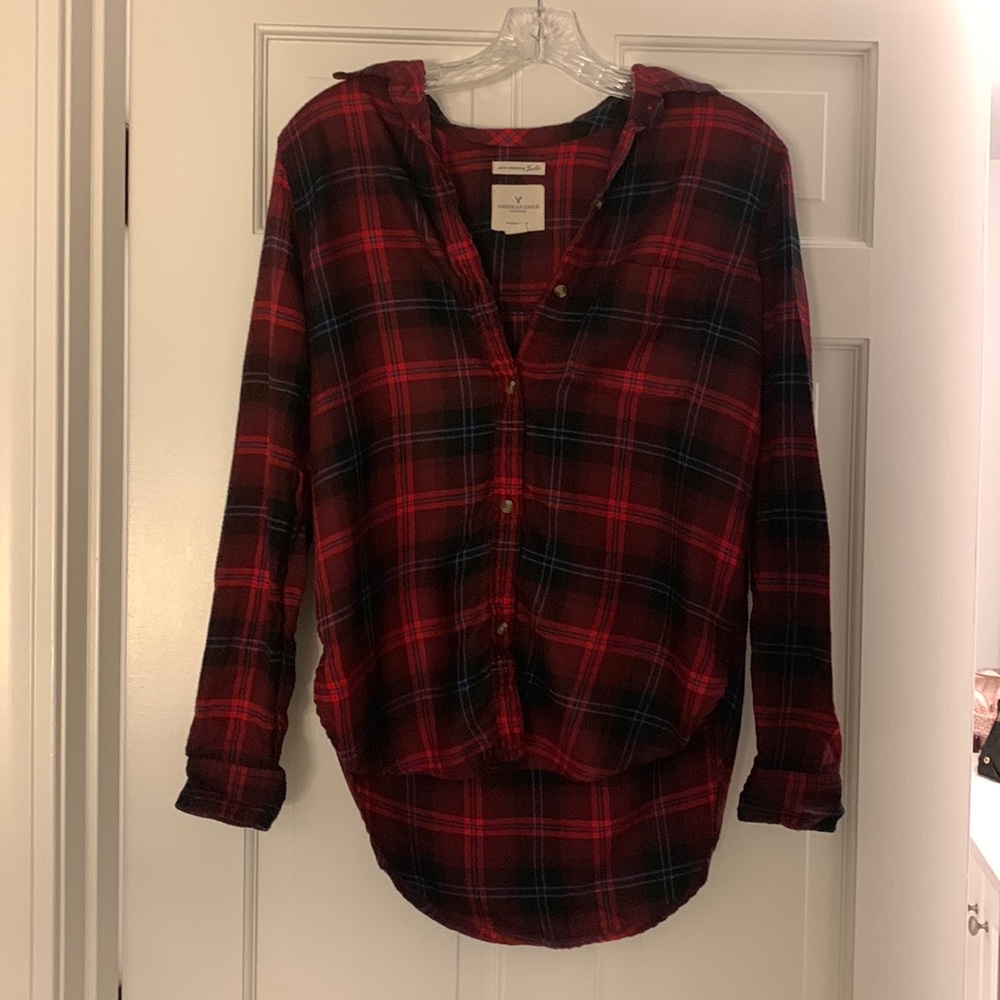 American Eagle red flannel shirt